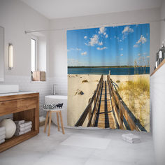 Штора для ванной JoyArty «Морская тропа с ограждением» 180x200
