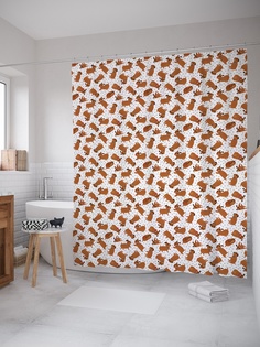 Штора (занавеска) для ванной «Милые собаки» из ткани, 180х200 см с крючками Joy Arty