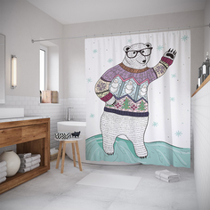 Шторы для ванной JoyArty «Медведь в свитере» 180x200 см