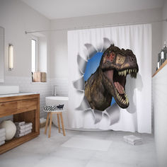 Штора для ванной JoyArty «Нападение динозавра» 180x200