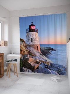 Штора для ванной JoyArty «Огонь маяка» из ткани, 180х200 см с крючками