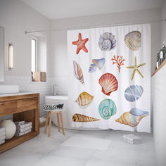 Штора для ванной JoyArty «Фигурные ракушки» 180x200