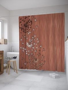 Штора для ванной JoyArty «Одуванчики лысеют» из ткани, 180х200 см с крючками