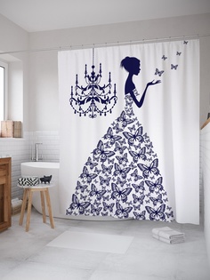 Штора для ванной «Платье с фиолетовыми бабочками» 180х200 см Joy Arty