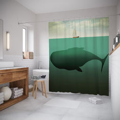 Штора для ванной JoyArty «Размеры кита» 180x200