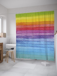 Штора (занавеска) для ванной «Красочные оттенки радуги» из ткани, 180х200 см с крючками Joy Arty
