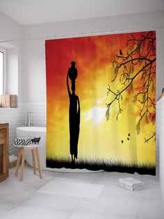 Штора для ванной «Силуэт африканской девушки с кувшином» 180х200 см Joy Arty