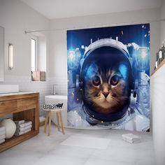 Штора для душа «Котик в космосе» 180x20 Joy Arty