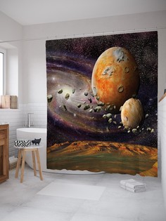 Штора для ванной JoyArty «Космические камни» из ткани, 180х200 см с крючками