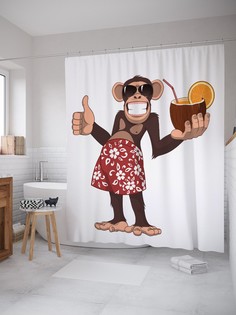 Штора для ванной JoyArty «Умение отдохнуть» из ткани, 180х200 см с крючками