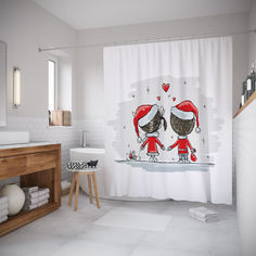 Шторы для ванной JoyArty «Влюбленное рождество» 180x200