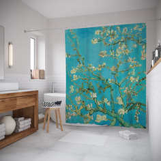 Шторы для ванной JoyArty «Ветви с миндальным цветком» 180x200 см