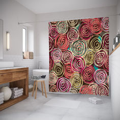 Шторы для ванной JoyArty «Воображаемые розы» 180x20