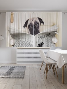 Шторы под лён «Собака с газетой», серия Oxford DeLux, 290х180 см Joy Arty