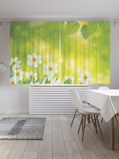 Шторы под лён «Цветочные деньки», серия Oxford DeLux, 290х180 см Joy Arty