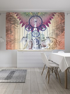 Шторы под лён «Ловец снов с ящерицами», серия Oxford DeLux, 290х180 см Joy Arty