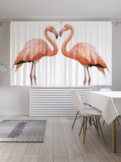 Шторы под лён «Романтика фламинго», серия Oxford DeLux, 290х180 см Joy Arty