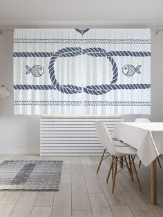 Шторы под лён «Рыбы и якоря», серия Oxford DeLux, 290х180 см Joy Arty