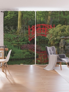 Шторы под лён JoyArty «Прогулочный мостик», серия Oxford DeLux, 340х265 см