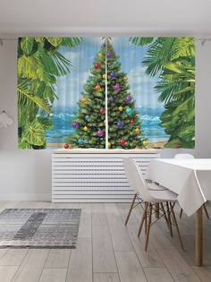 Шторы под лён «Ель на берегу моря», серия Oxford DeLux, 290х180 см Joy Arty