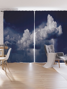 Шторы под лён JoyArty «Облака стреляют молниями», серия Oxford DeLux, 340х265 см