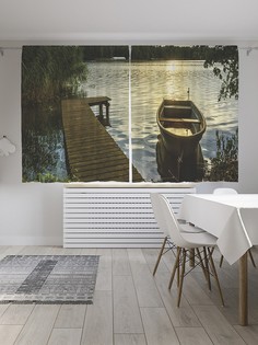 Шторы под лён «Лодка у мостика», серия Oxford DeLux, 290х180 см Joy Arty