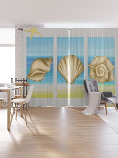 Шторы под лён «Картины ракушек», серия Oxford DeLux, 340х265 см Joy Arty