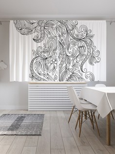 Шторы с фотопечатью "Необычная гравюра" из сатена, 290х180 см Joy Arty
