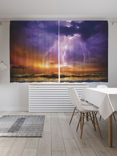 Шторы под лён «Устрашающие молнии», серия Oxford DeLux, 290х180 см Joy Arty