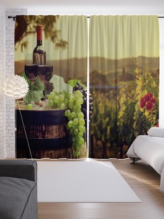 Шторы с фотопечатью "Винный край" из сатена, 290х265 см Joy Arty