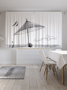 Шторы под лён «На пляже», серия Oxford DeLux, 290х180 см Joy Arty