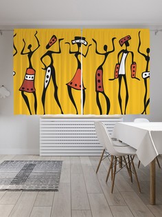 Шторы под лён «Африканское веселье», серия Oxford DeLux, 290х180 см Joy Arty