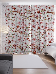 Шторы с фотопечатью "Мир с бабочками" из сатена, 290х265 см Joy Arty