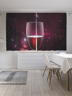 Шторы под лён «Бокал вина в космосе», серия Oxford DeLux, 290х180 см Joy Arty