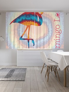 Шторы под лён «Любовь фламинго», серия Oxford DeLux, 290х180 см Joy Arty