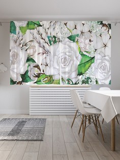 Шторы под лён «Светлая цветочная композиция», серия Oxford DeLux, 290х180 см Joy Arty