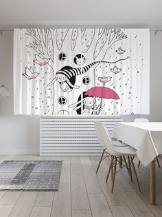 Шторы с фотопечатью "Домик для зайцев" из сатена, 290х180 см Joy Arty