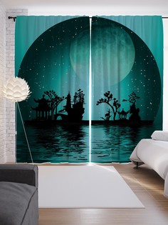 Шторы с фотопечатью "Японские ночи" из сатена, 290х265 см Joy Arty