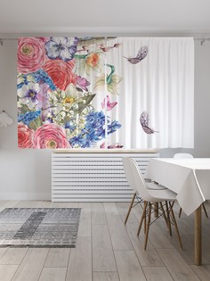 Шторы под лён «Весенние цветы», серия Oxford DeLux, 290х180 см Joy Arty