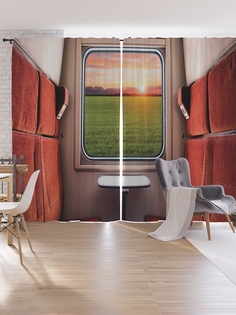 Шторы под лён JoyArty «Пустое купе», серия Oxford DeLux, 340х265 см