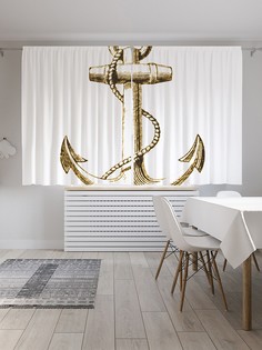 Шторы с фотопечатью "Золотистый якорь" из сатена, 290х180 см Joy Arty