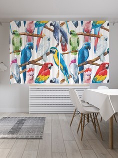 Шторы под лён «Коллекция попугаев», серия Oxford DeLux, 290х180 см Joy Arty