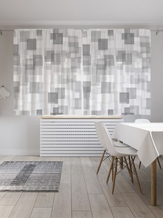 Шторы под лён «Квадратные туманы», серия Oxford DeLux, 290х180 см Joy Arty