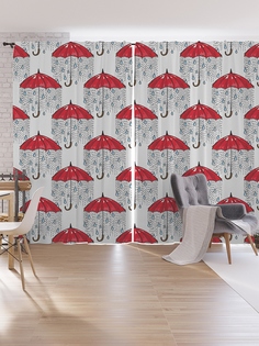 Шторы под лён JoyArty «Полет зонтов», серия Oxford DeLux, 340х265 см