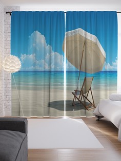 Шторы с фотопечатью "Морской бриз" из сатена, 290х265 см Joy Arty