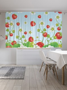 Шторы под лён «Земляничный рай», серия Oxford DeLux, 290х180 см Joy Arty