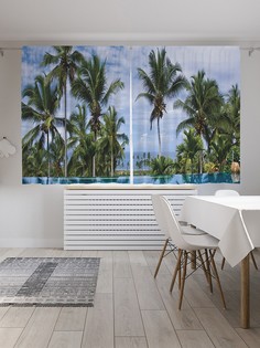 Шторы под лён «Тропический бассейн», серия Oxford DeLux, 290х180 см Joy Arty