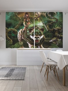 Шторы под лён «Фантазийная воительница», серия Oxford DeLux, 290х180 см Joy Arty