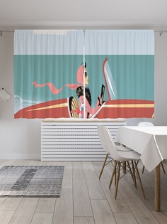 Шторы под лён «Красный кабриолет», серия Oxford DeLux, 290х180 см Joy Arty