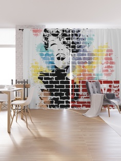 Шторы под лён «Парижское граффити», серия Oxford DeLux, 340х265 см Joy Arty